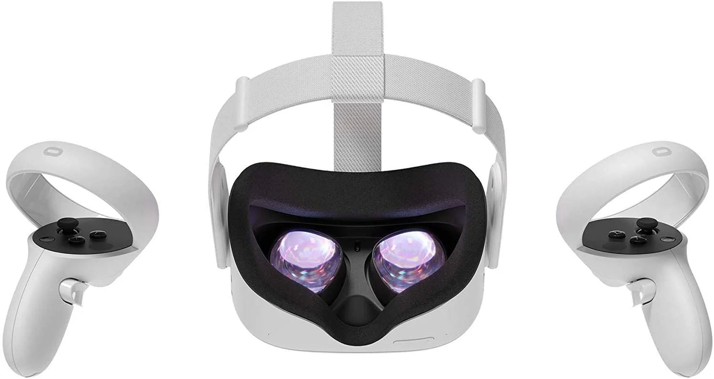 2023 Quest 2 All-In-One VR Headset, 128GB SSD, Holiday Family Bundle: Marxsol Carrying Case, Earphone, Link Cable, Touch Controllers with Grip Cover,Knuckle & Hand Strap Lens Cover